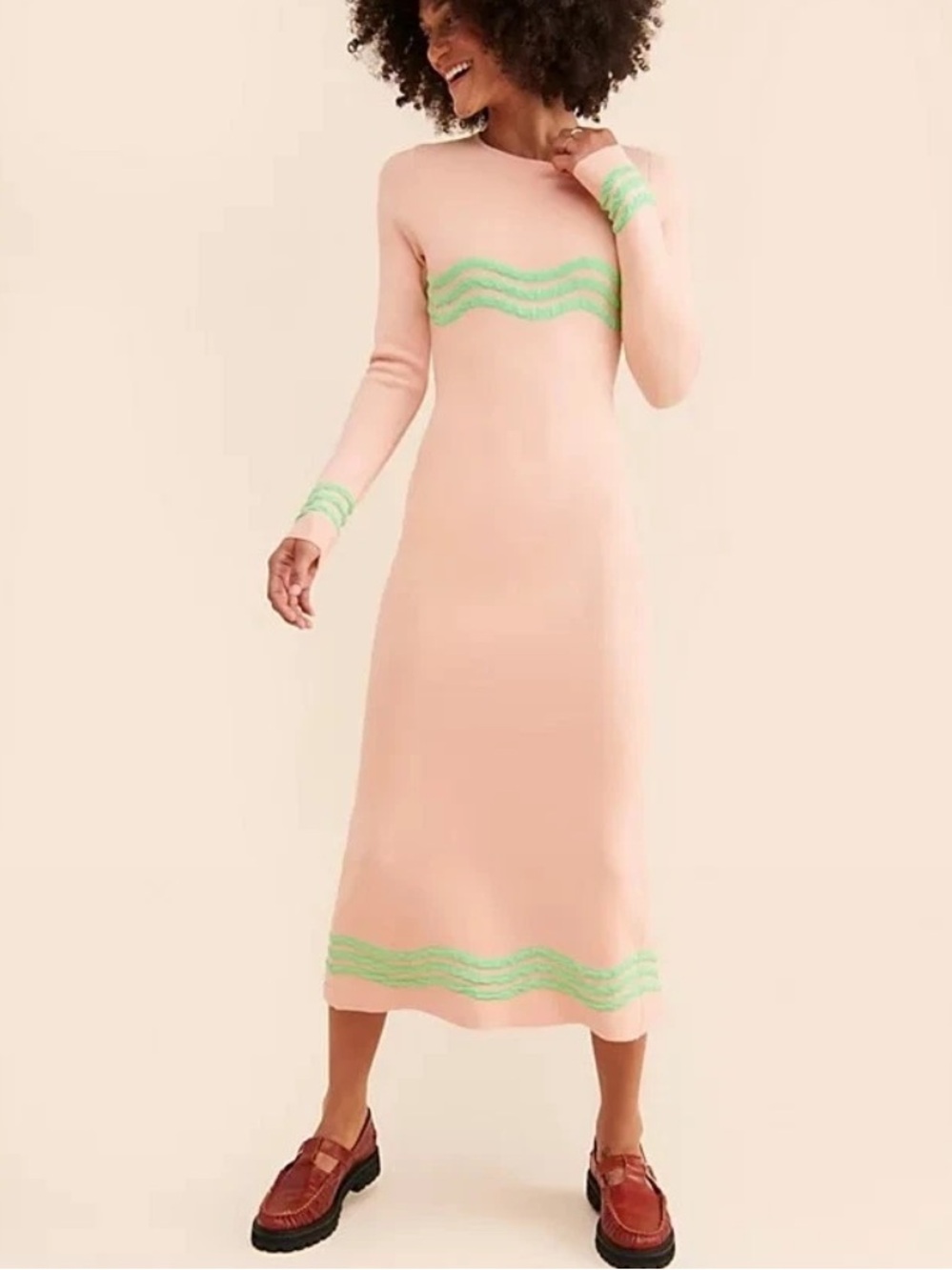The Wolf Gang Womens Venaya Dress Knit Midi Long Sleeve Open Back. Size S
